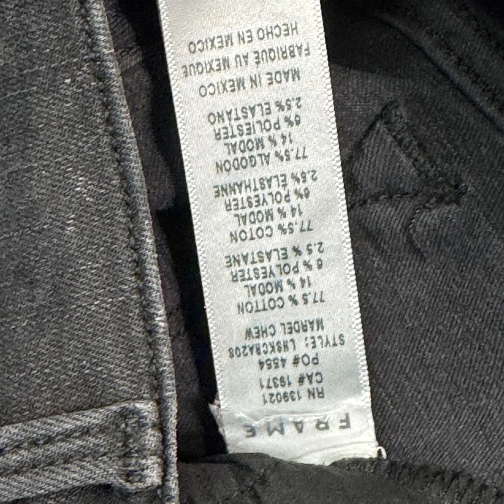 FRAME Le High Straight Ankle Jeans Black Distressed Frayed‎ Hem Size 28 - Picture 10 of 11